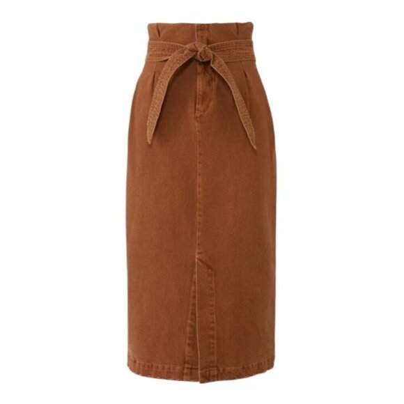 FREE PEOPLE Savannah Belted Skirt High Waist Paperbag Midi - Picture 1 of 12